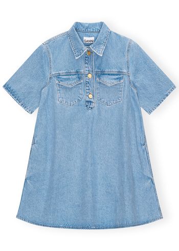 Ganni - Klänning - Cutline Denim Mini Dress - Mid Blue Vintage