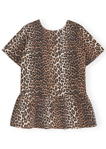 Ganni - Jurk - Print Denim Open-back Mini Dress - Leopard