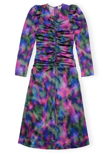 Ganni - Kleid - Silk Stretch Satin O-Neck Midi Dress - Simply Purple