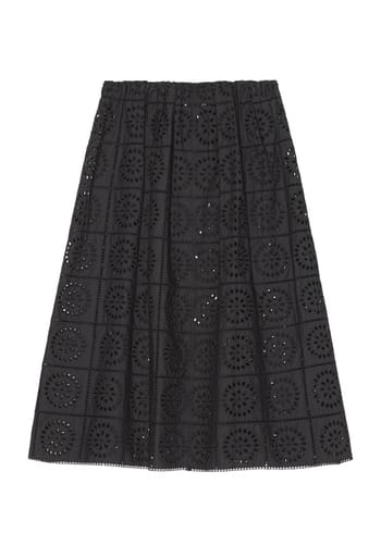 Ganni - Kjol - Broderie Anglaise Skirt - Black