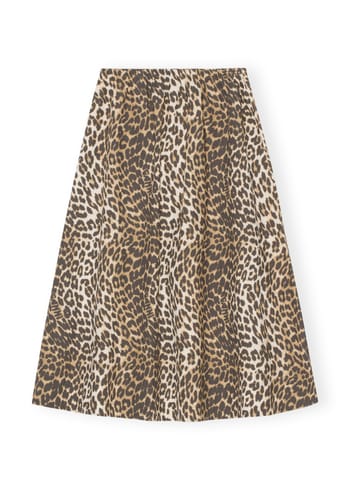 Ganni - Falda - Printed Cotton Elasticated Maxi Skirt - Big Leopard/Almond Milk