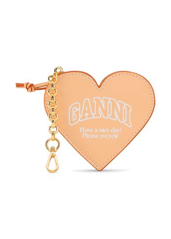 Ganni - Portemonnaie - Funny Heart Zipped Coin Purse - Buttercream