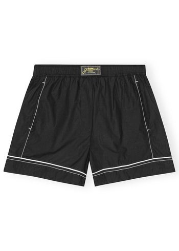 Ganni - Pantalones cortos - Cotton Poplin Elasticated Shorts - Black