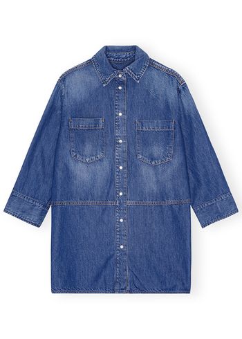 Ganni - Overhemden - Light Denim Oversized Shirt - Mid Blue Vintage