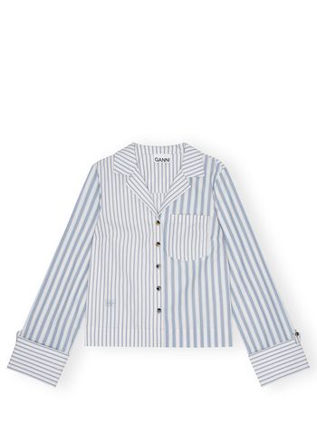 Ganni - Paita - Stripe Cotton Shirt - Egret