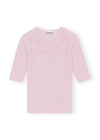 Ganni - Neulo - Soft Wool Cut Out Top - Pink Tulle