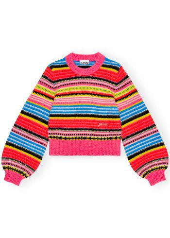 Ganni - Strik - Soft Wool Stripe O-neck - Multicolour