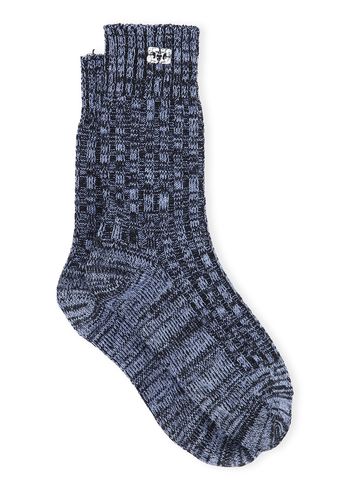 Ganni - Strømper - Winter Melange Ribbed Socks - Dusty Blue