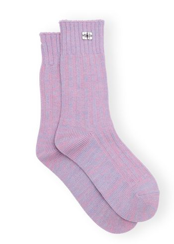 Ganni - Bas de contention - Winter Melange Ribbed Socks - Lilac Chiffon