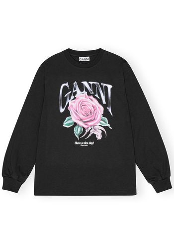 Ganni - Bluza - Future Heavy Jersey Rose Long Sleeve T-shirt - Phantom