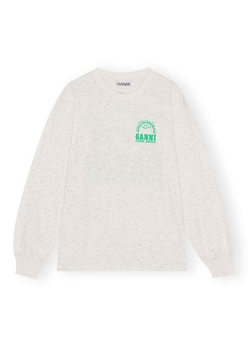 Ganni - Felpa - Melange Dotted Cotton Long Sleeve T-shirt - Egret
