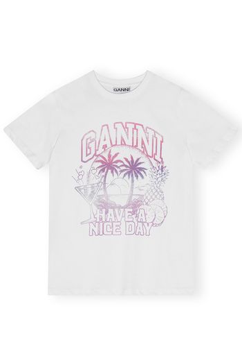 Ganni - Tričko - Basic Jersey Coctail Relaxed T-shirt - Bright White