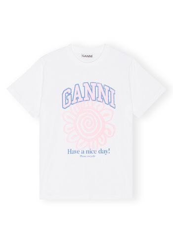 Ganni - T-shirt - Basic Jersey Flower Relaxed T-shirt - Bright White