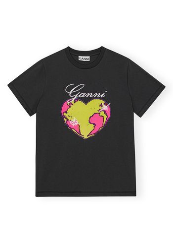 Ganni - T-shirt - Basic Jersey Heart Relaxed T-shirt - Volcanic Ash