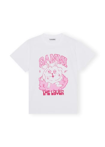 Ganni - T-shirt - Basic Jersey Love Bunny Relaxed T-shirt - Bright White