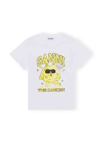 Ganni - T-paita - Basic Jersey Love Bunny Relaxed T-shirt - Bright White/Yellow