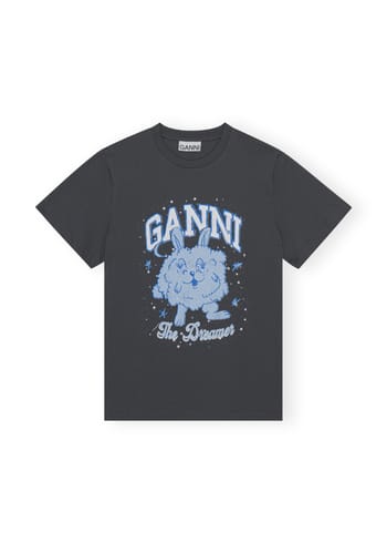 Ganni - Maglietta - Basic Jersey Love Bunny Relaxed T-shirt - Volcanic Ash/Light Blue