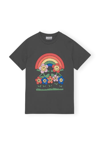 Ganni - T-shirt - Basic Jersey Rainbow Relaxed T-shirt - Volcanic Ash