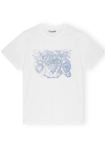 Ganni - T-shirt - Basic Jersey Tattoo Lace Relaxed T-shirt - Bright White