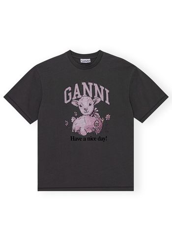 Ganni - T-Shirt - Future Heavy Jersey Lamb Short Sleeve T-shirt - Volcanic Ash