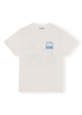 Ganni - T-shirt - Melange Dotted Cotton Relaxed T-shirt - Egret