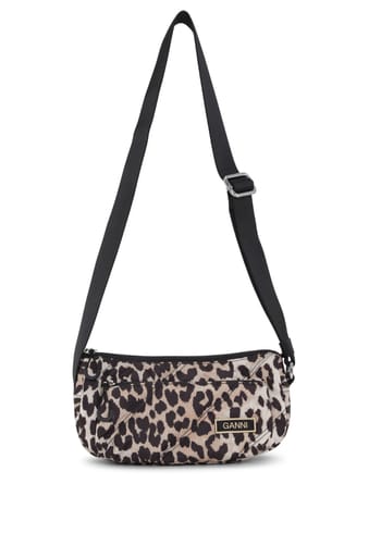 Ganni - Borsa - Quilted Recycled Tech Small Baguette - Leopard