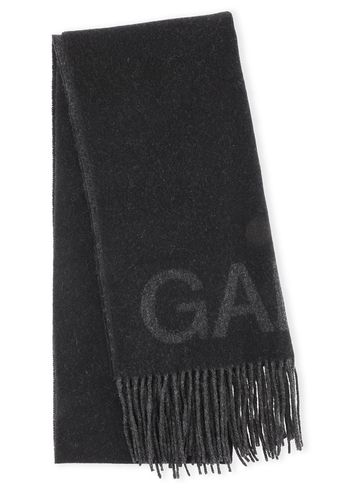 Ganni - Lenço de pescoço - Fringed Wool Scarf - Black