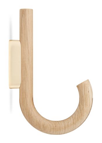 Gejst - Percha - Hook Hanger - Oak hook / Brass wall mount