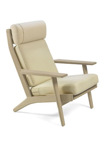 Getama - Armchair - GE290 High Back Chair by Hans J. Wegner - Savak Beige/Untreated Oak