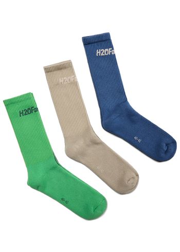H2OFagerholt - Strømper - Suck Socks - 3-pack - Indigo Blue/Aluminium/Bright Green