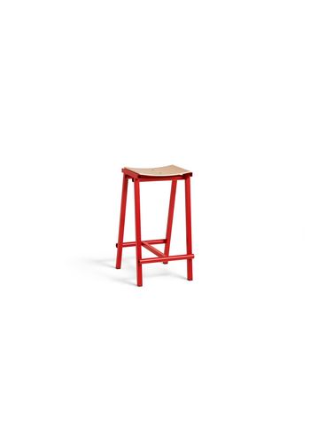 HAY - Barstol - Taburete 8 Bar Stool - Signal Red / Oak Veneer - Low