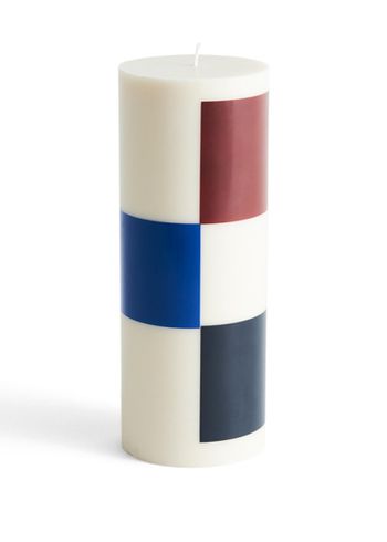 HAY - Bloklys - Column Candle - Off White | Brown | Black | Blue - Large Check