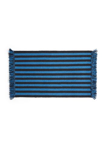 HAY - Tapis - Stripes & Stripes Wool Carpet - Blue - L95 x W52