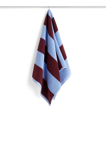HAY - Toalha - Frotté Stripe Hand Towel - Bordeaux & Sky