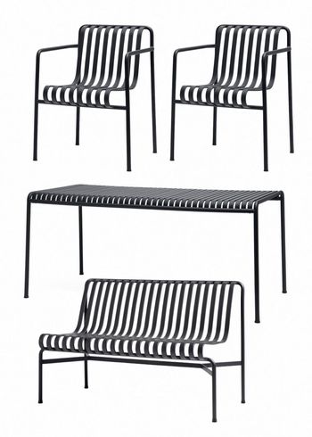 HAY - Tuinmeubelset - 1 Palissade Bord , 2 Palissade Dining Armchair og 1 Palissade Dining Bench - Anthracite