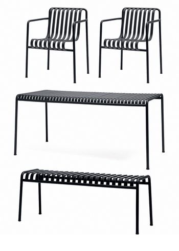 HAY - Tuinmeubelset - 1 Palissade Bord , 2 Palissade Dining Armchair og 1 Palissade Bench - Anthracite
