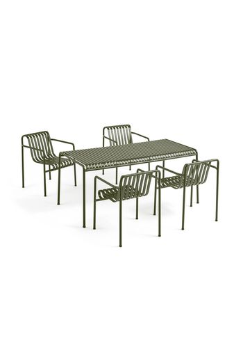 HAY - Garden furniture set - 1 Palissade Bord og 4 Palissade Dining Armchair - Olive