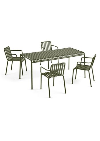 HAY - Garden furniture set - 1 Palissade Bord og 4 Palissade Armchair - Olive