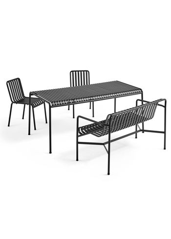 HAY - Tuinmeubelset - 1 Palissade Bord, 2 Palissade Chair og 1 Palissade Dining Bench - Anthracite