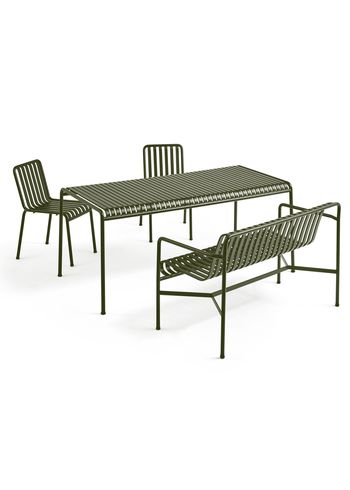 HAY - Trädgårdsmöbler - 1 Palissade Bord, 2 Palissade Chair og 1 Palissade Dining Bench - Olive