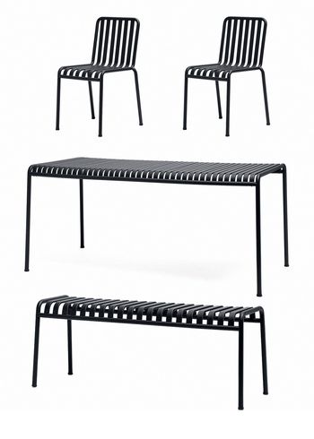 HAY - Tuinmeubelset - 1 Palissade Bord, 2 Palissade Chair og 1 Palissade Bench - Anthracite