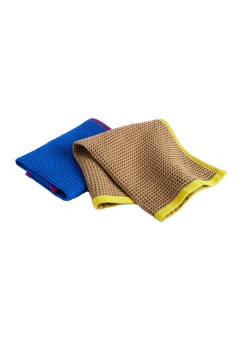 HAY - Karklude - Canteen Dish Cloth | Set of 2 - Blue & Fuchsia / Beige & Yellow