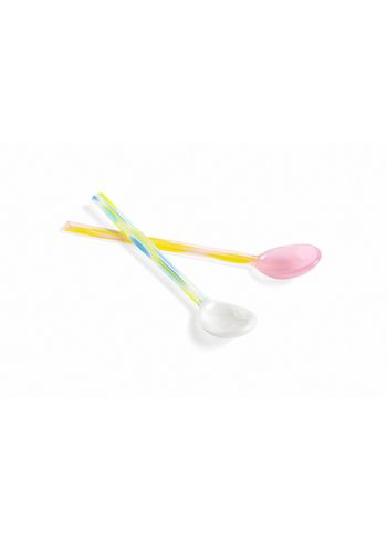 HAY - Skeer - Glass Spoons - Flat - Light Pink & White
