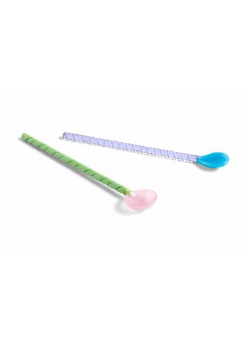 HAY - Skeer - Glass Spoons - Twist - Turquoise & Light Pink