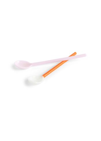 HAY - Skeer - Glass Spoons - Duo - Light Pink & Bright Orange
