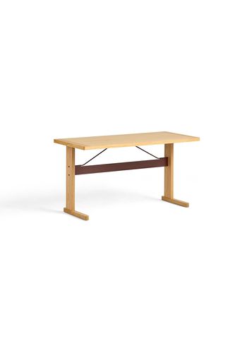 HAY - Spisebord - Passerelle Desk - Clear Water-Based Lacquered Oak w. Burgundy Crossbar