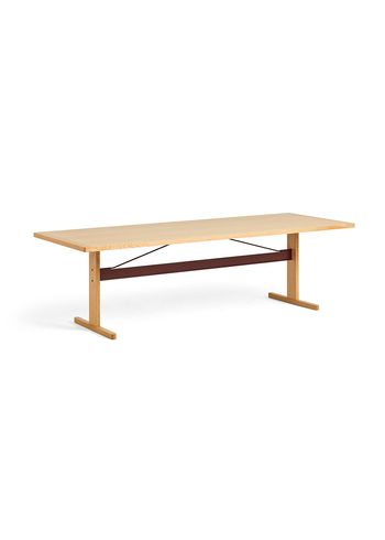 HAY - Spisebord - Passerelle Table - Clear Water-Based Lacquered Oak w. Burgundy Crossbar