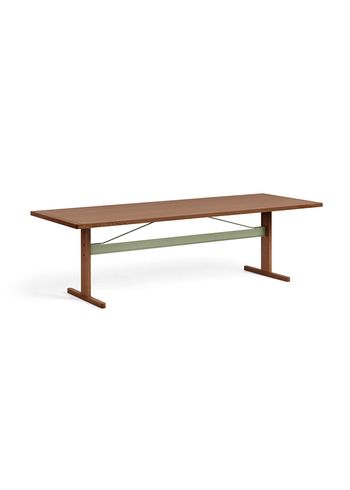 HAY - Spisebord - Passerelle Table - Clear Water-Based Lacquered Walnut w. Thyme Green Crossbar