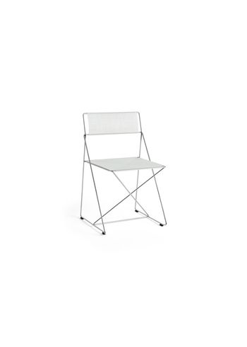 HAY - Esstischstuhl - X-Line Chair Chromed Base / Indoor - Chalk White Powder Coated Steel / Chromed Steel