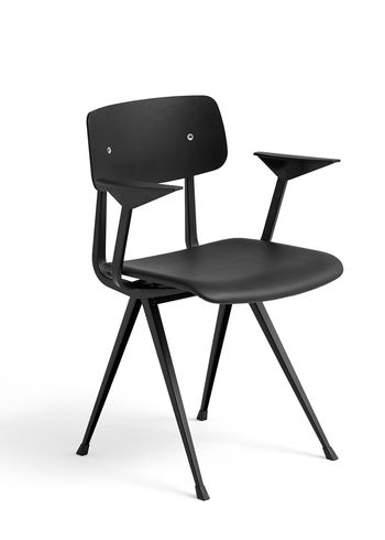 HAY - Spisebordsstol - Result Armchair / Seat Upholstery - Black Water-Based Lacquered Oak & Sense Black / Black